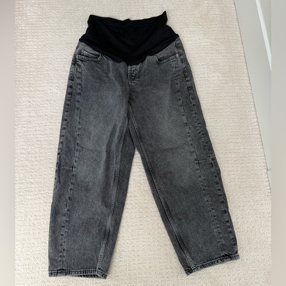Old Navy Black Waistband Charcoal Gray Maternity Jeans